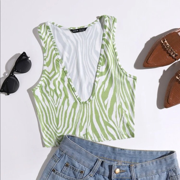 Shein green zebra striped tank - Picture 2 of 5